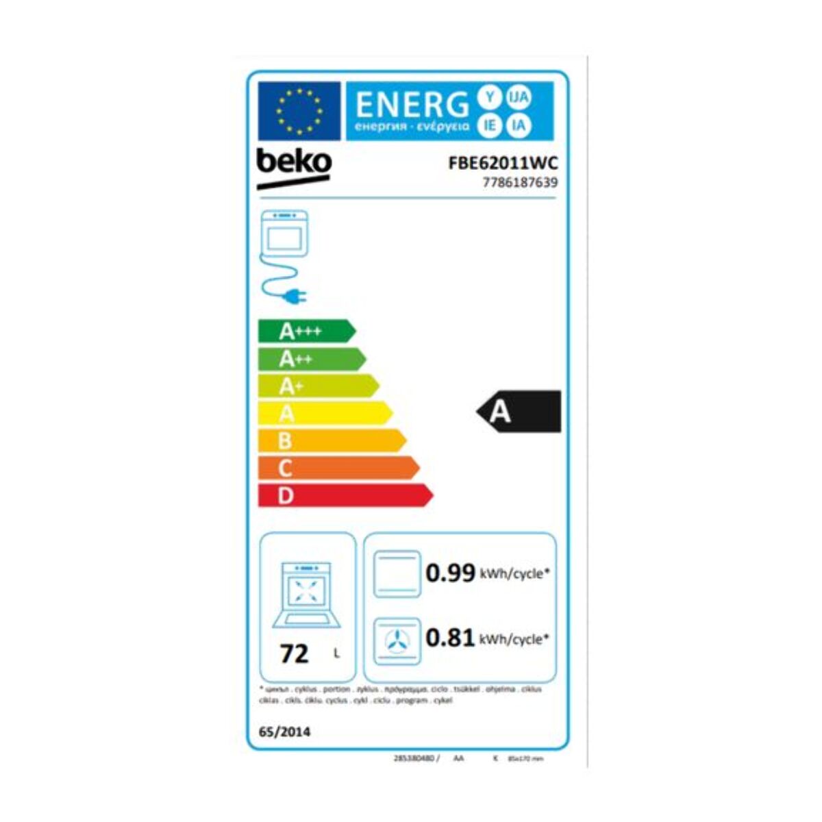 Cuisinière gaz BEKO FBE62011WC