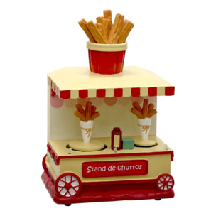 Village de Noël lumineux stand de churros animé 7 LED à piles