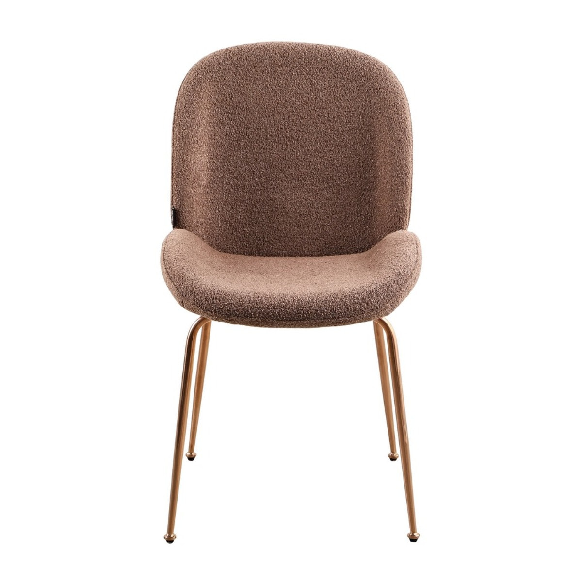Coppia di sedie in tessuto bouclè marrone con gambe in oro rosa - Shell
