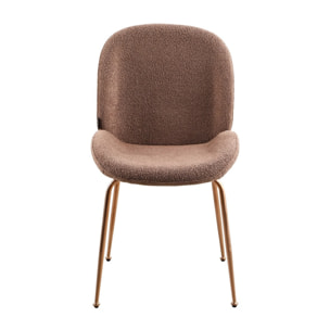 Coppia di sedie in tessuto bouclè marrone con gambe in oro rosa - Shell