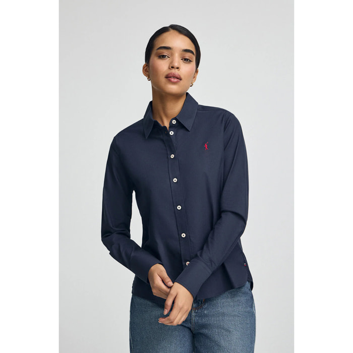 Camicia blu marino dal fit dritto con logo Rigby Go