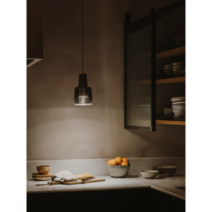 LEDS C4 Khoi - Lámpara Colgante de Techo LED 19.5W 3000K 907Lm Aluminio Cemento y Cristal Fumé