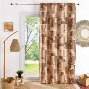 Rideau à oeillets tamisant jacquard - Terracotta
