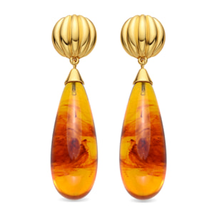 Pendientes con Resina Ambar acabado oro 18k