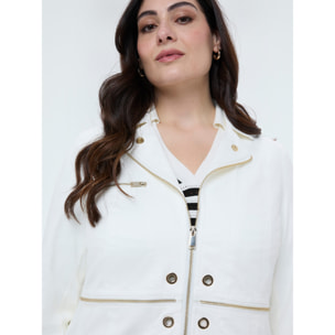 Fiorella Rubino - Cappotto soft touch con zip decorative - Bianco