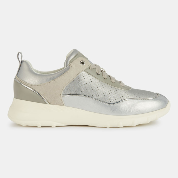 GEOX - Sneakers Alleniee - ante - plata y gris claro