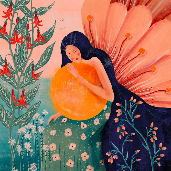 Tableau princesse aux fleurs Tableau plexiglas