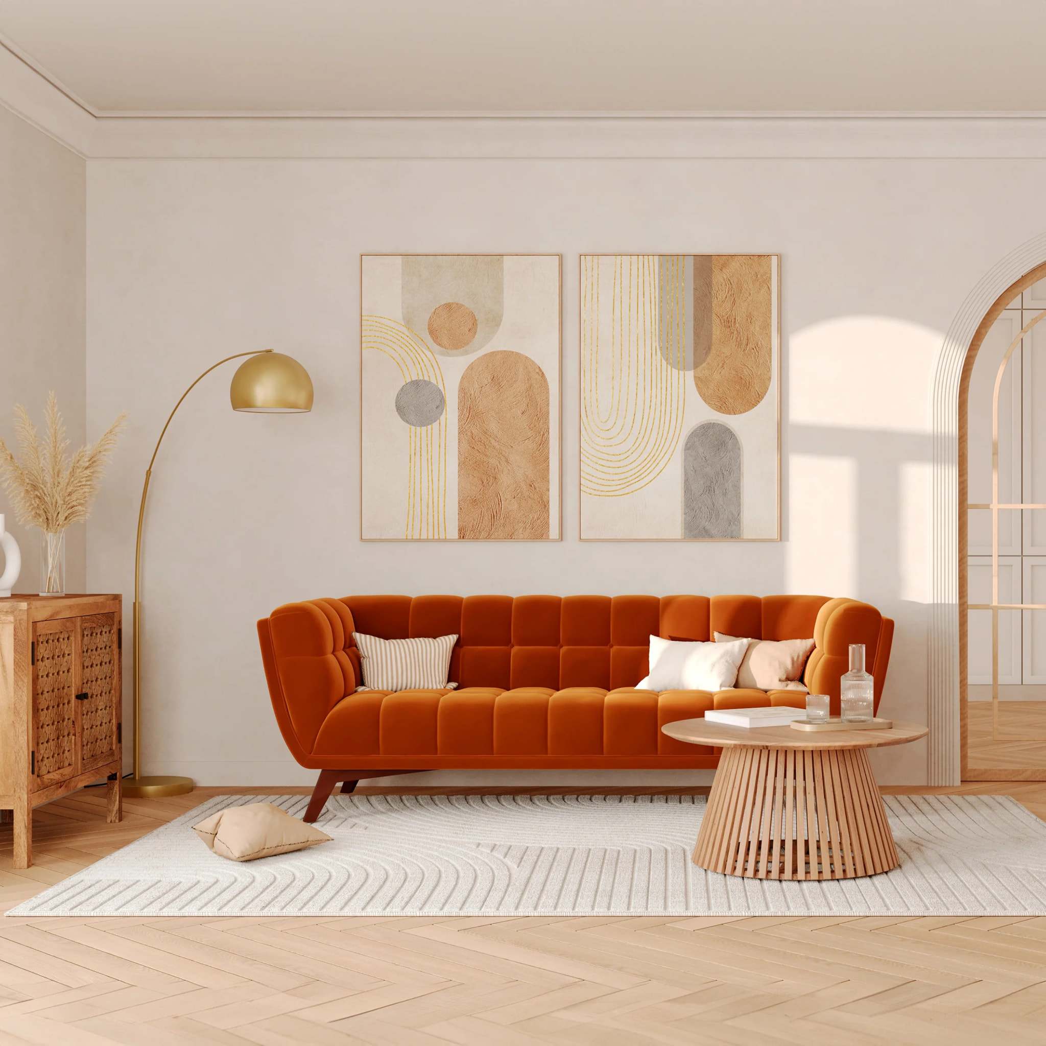 Table basse ronde en bois clair d'acacia D80 cm - Képès