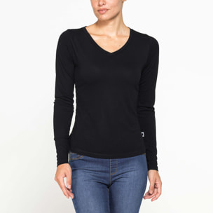 T-SHIRT SCOLLO A V MANICA LUNGA