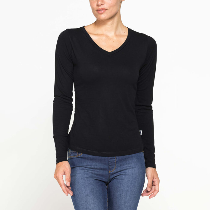 T-SHIRT SCOLLO A V MANICA LUNGA