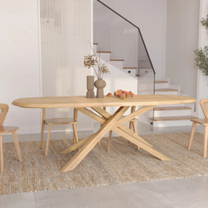 Table rectangulaire en bois d'hévéa massif clair 10 personnes - Aladin