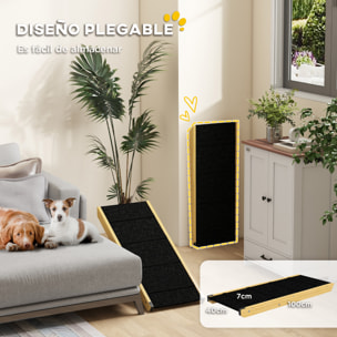 Rampa para Perros Plegable Rampa para Mascotas de Madera con Altura Ajustable en 4 Niveles para Perros Pequeños y Medianos 83,5x35x47,5 cm Natural
