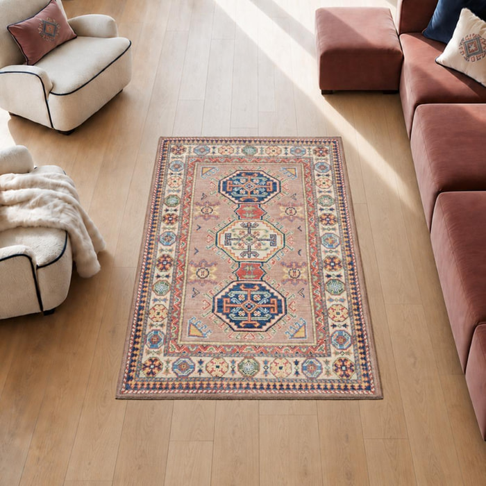 Tapis salon géométrique, noué main en laine, INEJ