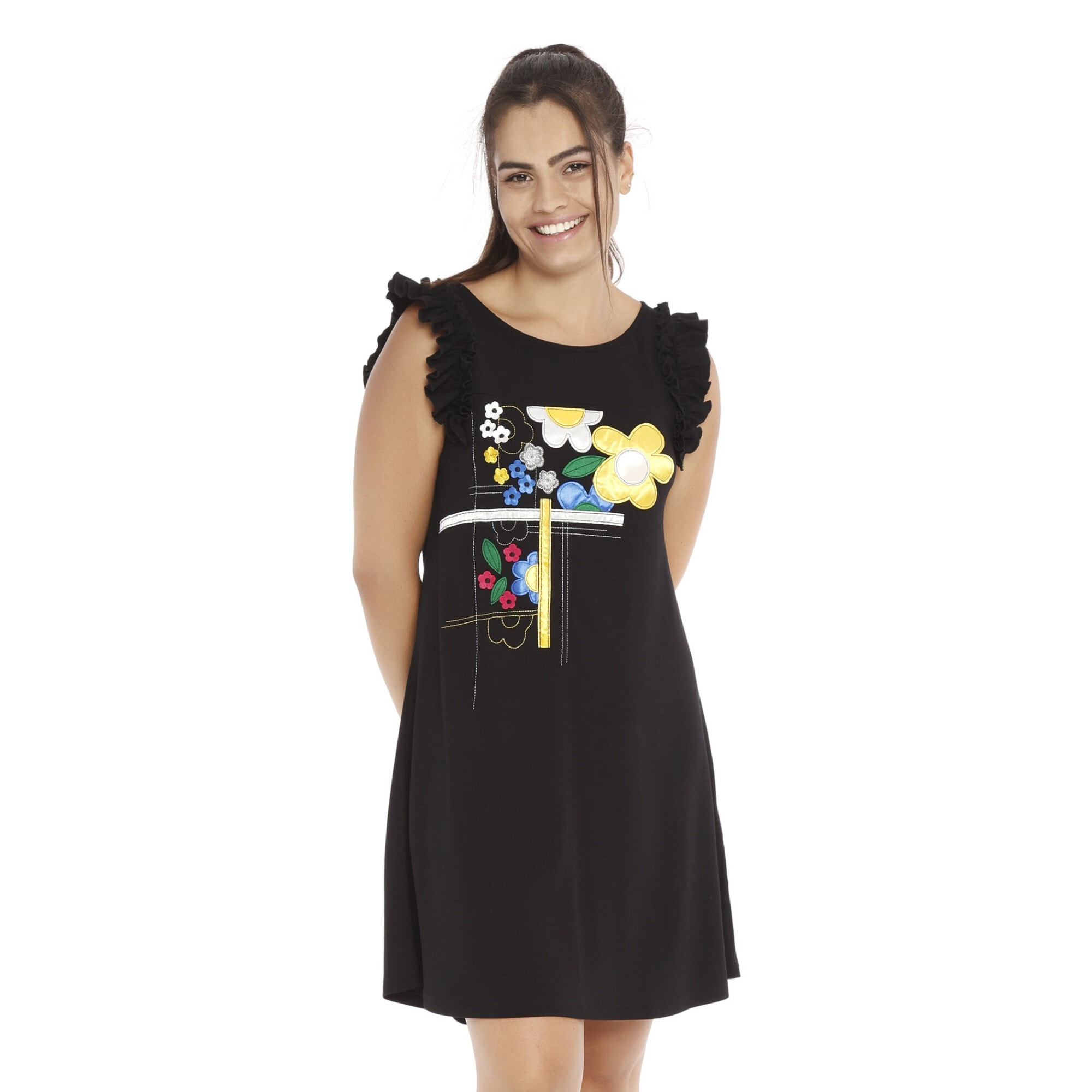 Mamatayoe Vestido Adansonia Para Mujer, Escote Redondo, Negro