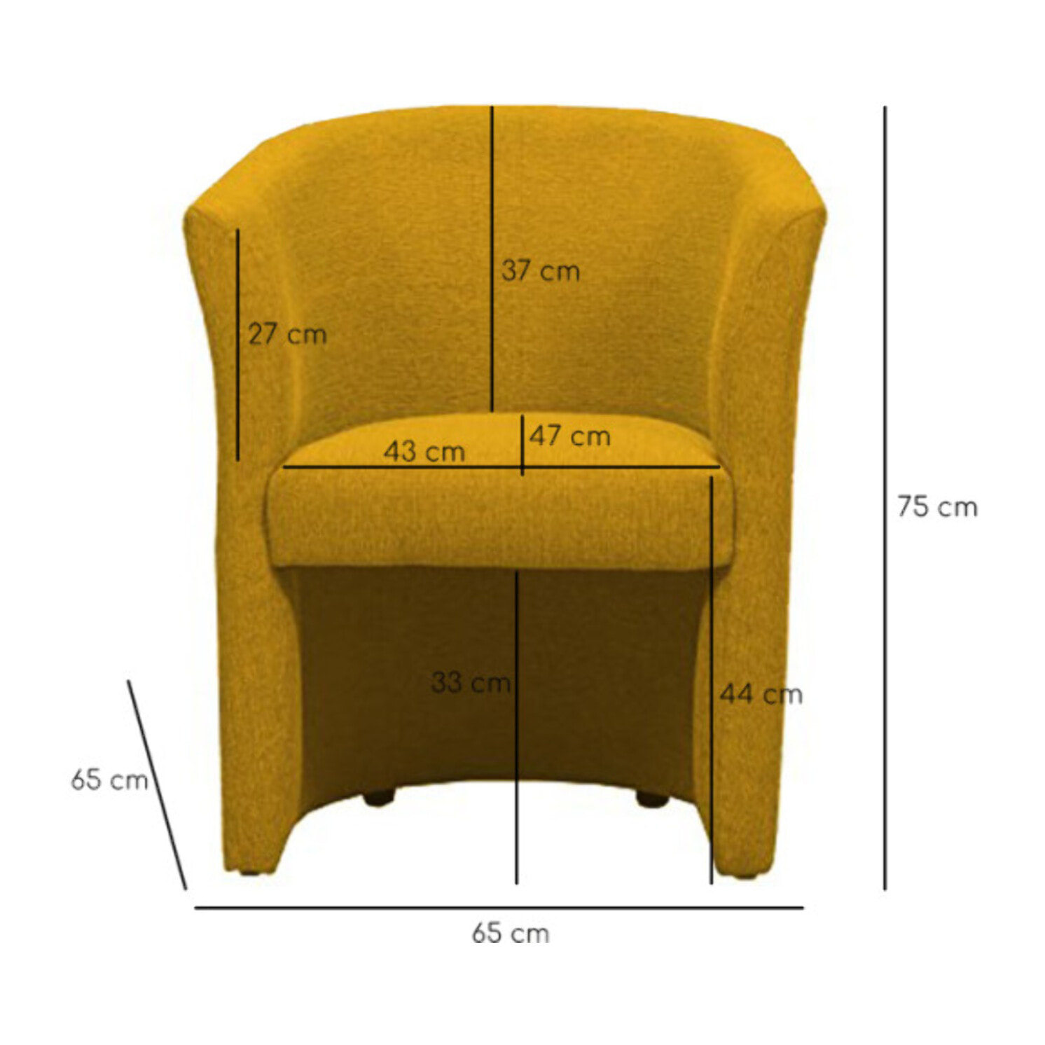Fauteuil cabriolet en tissu avec accoudoirs - LILOU