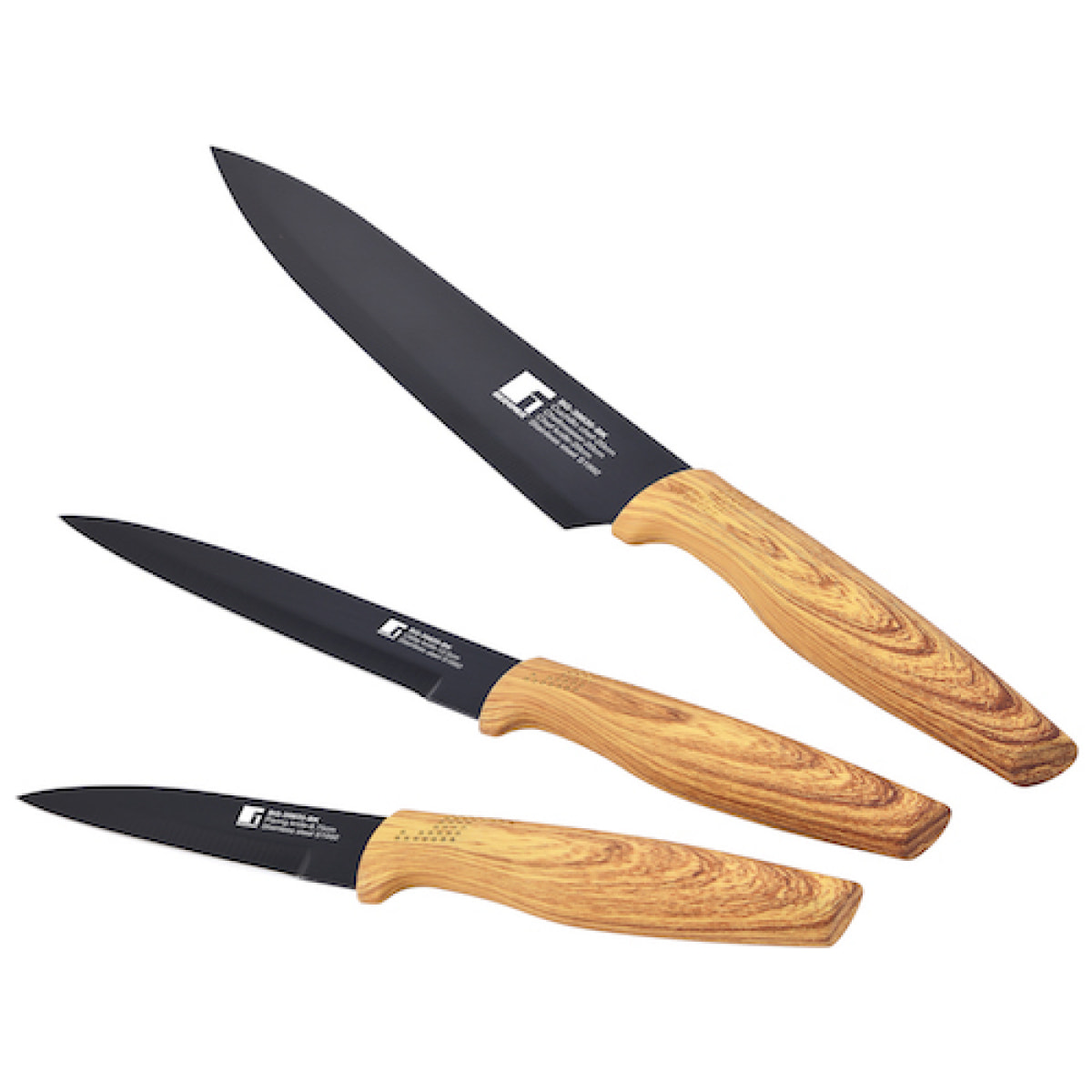 SET 3PC CUCHILLOS ACERO INOX  EARTH BLACK BG