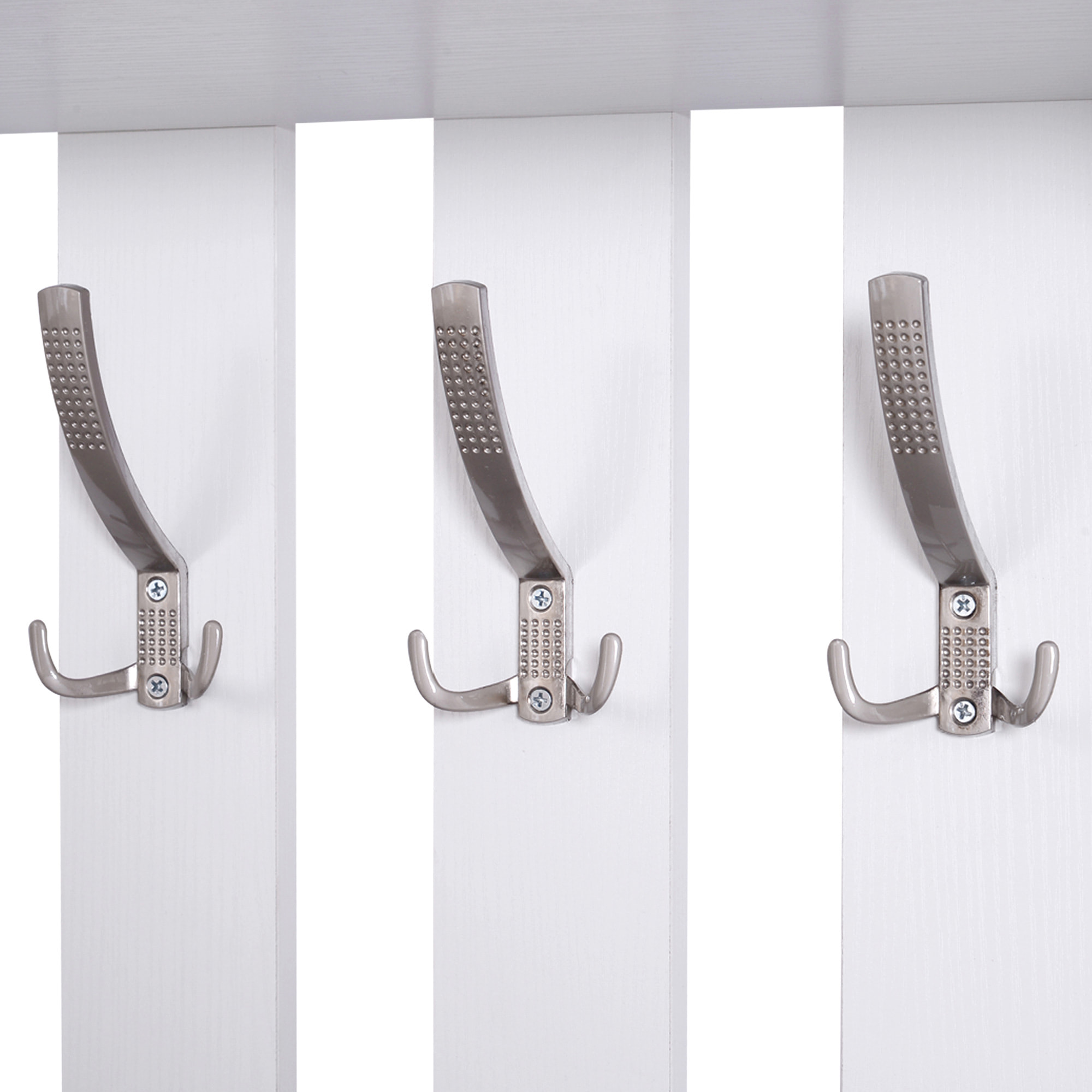 Conjunto de Recibidor de Entrada con Espejo Perchero y Zapatero Muebles de Entrada con 3 Ganchos Estante y 2 Cajones para Pasillo Blanco