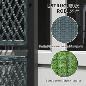 Jardinera con Enrejado de Ratán, Jardinera Exterior Grande para Plantas Trepadoras, Maceta con Forro, para Jardín, Patio, Terraza, 90x35x148 cm, Gris Oscuro