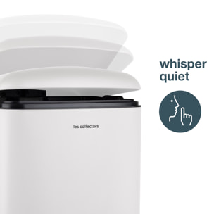 N°728 Les Collectors, Papelera de cocina con pedal, acero inoxidable blanco, 30L, cierre de tapa silenciosa