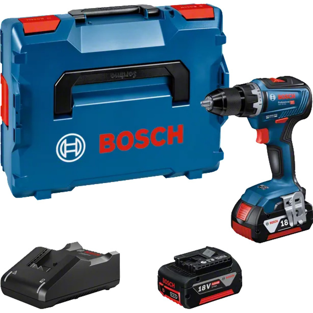 Perceuse visseuse GSR18V-55 - BOSCH - 2 batteries 18V 4,0 Ah - chargeur - L-boxx - 06019H5200