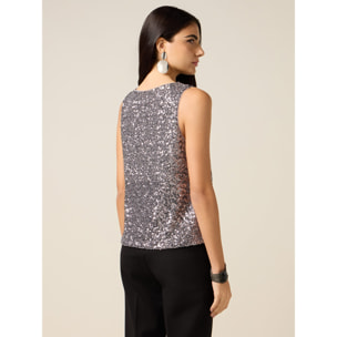 Oltre - Top in paillettes - Argento
