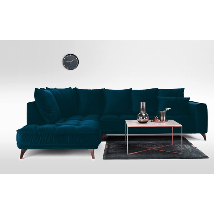 Canapé d'Angle Gauche Velours Altamo, 4 Places, Housse Déhoussable, Style Scandinave