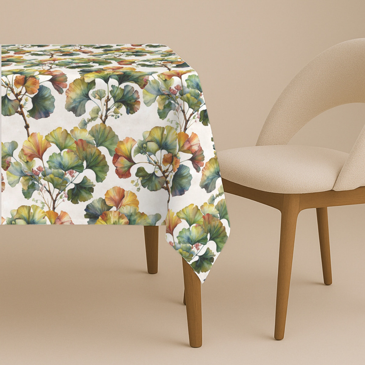 Naturals - Mantel de Tela Estampado - Antimanchas - 100% Algodón - Half panamá - Brunei Beige