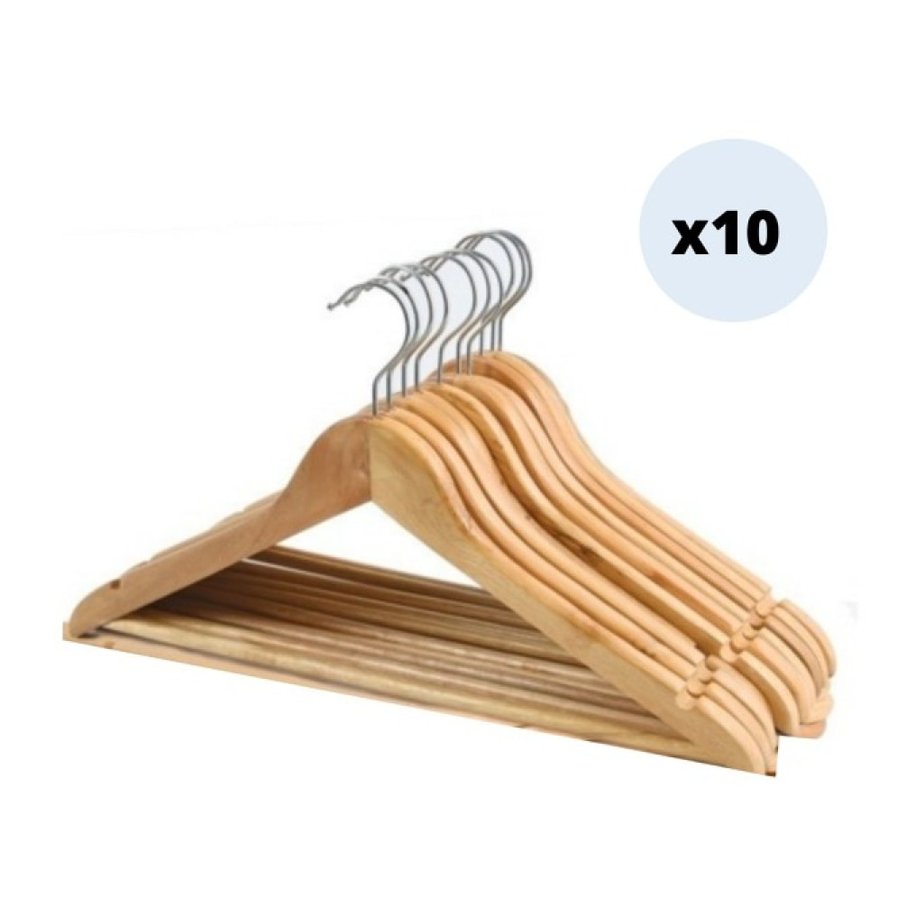 Lot de 10 Cintres en bois à Tête rotative MSV