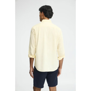 Camicia cotolino giallo pastello regular fit con logo Rigby Go