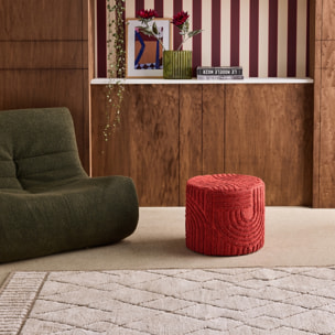 Pouf rond bouclette tuftée NUBA