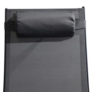 Lot de 2 transats ajustables noir et gris MEDAN