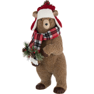 J-Line figurine Ours + Chapeau - polyester - brun