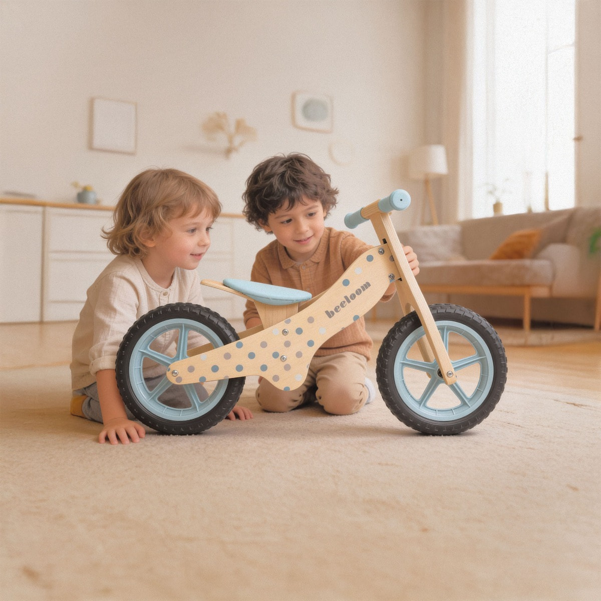 Bicicleta sin pedales BUBBLE BIKE bici infantil de madera diseño azul