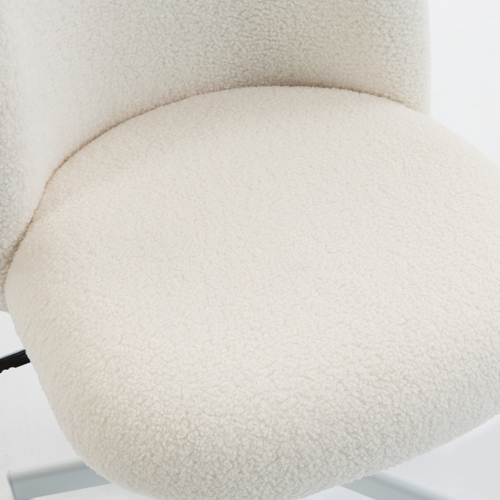 Chaise de bureau design bouclette crème métal blanc