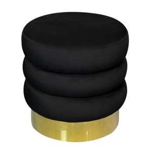 Pouf Poggiapiedi Rotondo Seduta In Velluto Velvet Creamy Nero