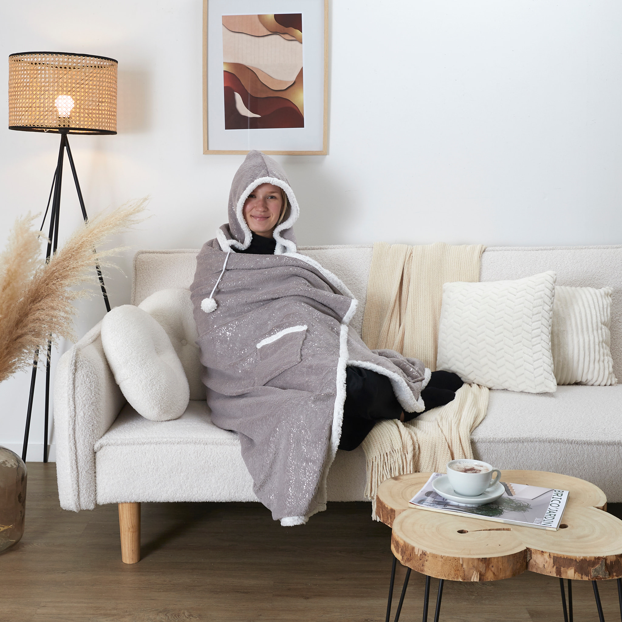 Sweat Poncho - HOME DECO FACTORY - Confortable - Gris