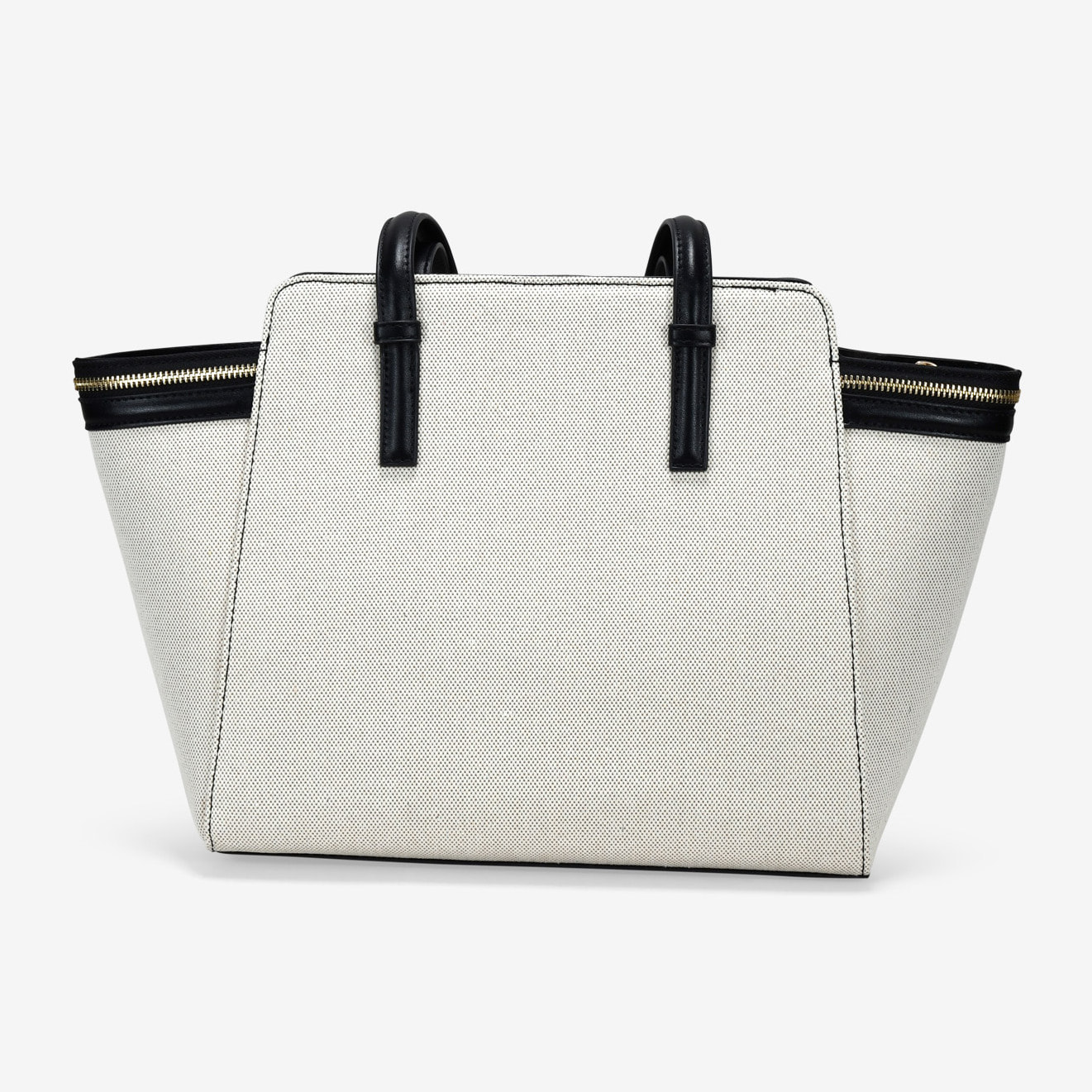 Bolso de hombro beige con cremalleras
