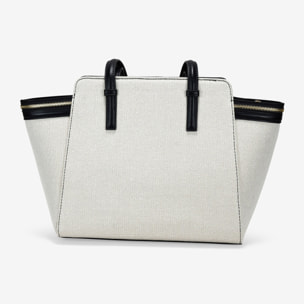 Bolso de hombro beige con cremalleras