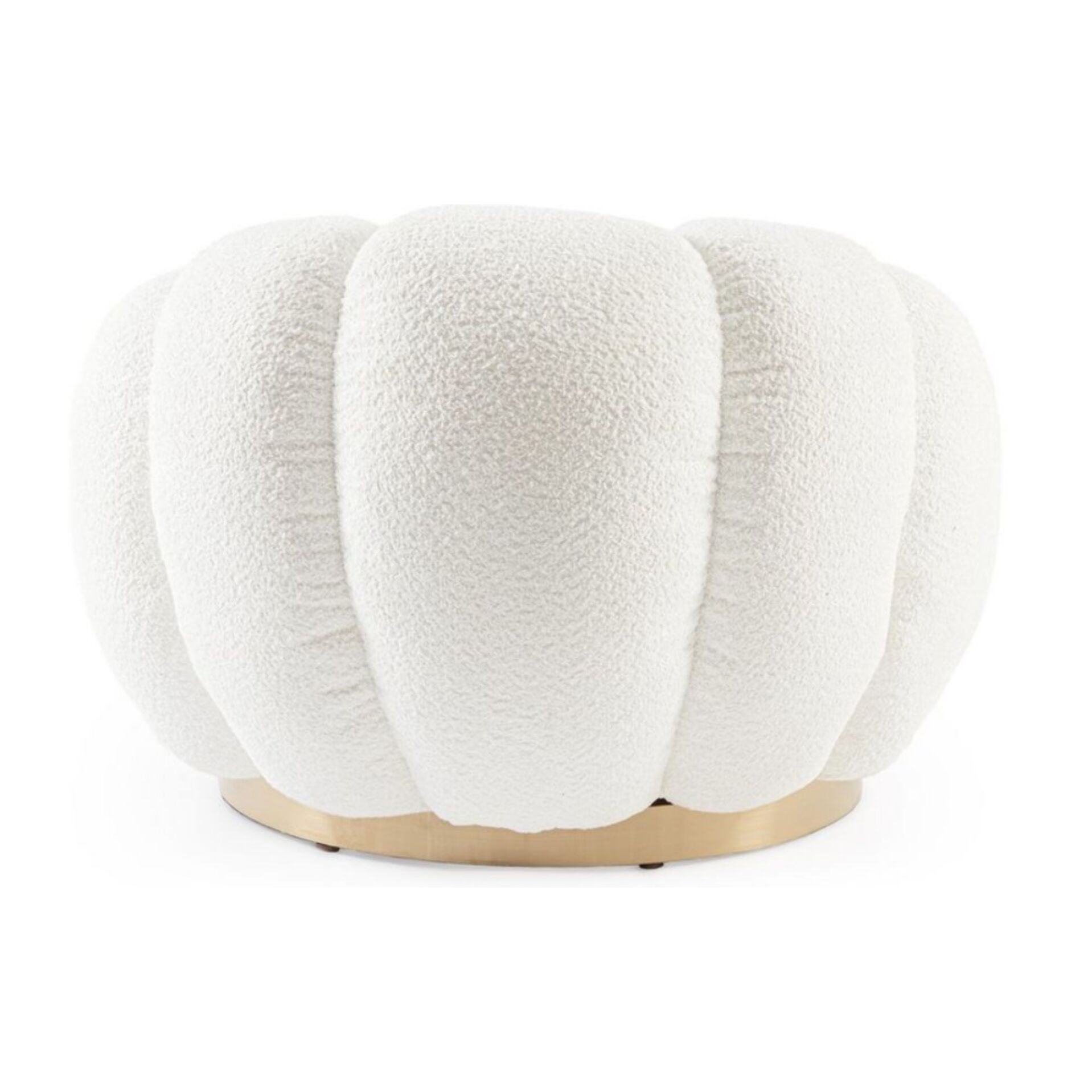 Poltrona girevole FLOREL in tessuto effetto bouclé bianco