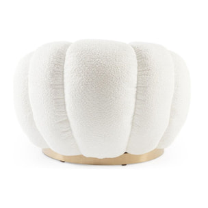 Poltrona girevole FLOREL in tessuto effetto bouclé bianco