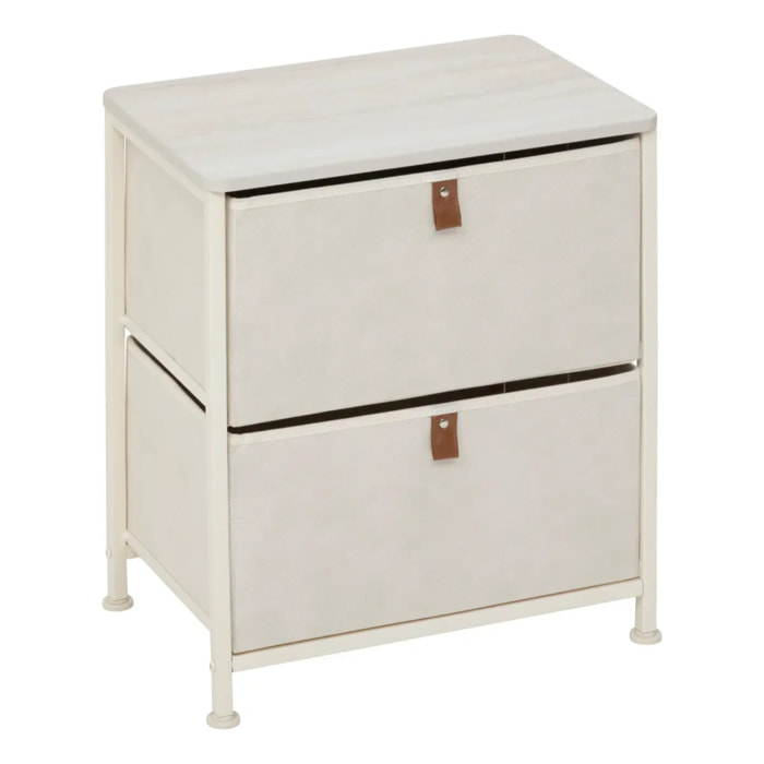 Chevet Tissa 2 tiroirs beige