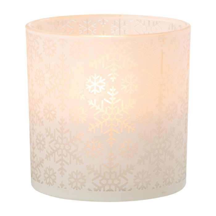 J-Line photophore Neige - verre - blanc - large
