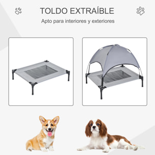 Cama Elevada para Mascotas Portátil con Toldo Extraíble Exterior 76x61x76 cm