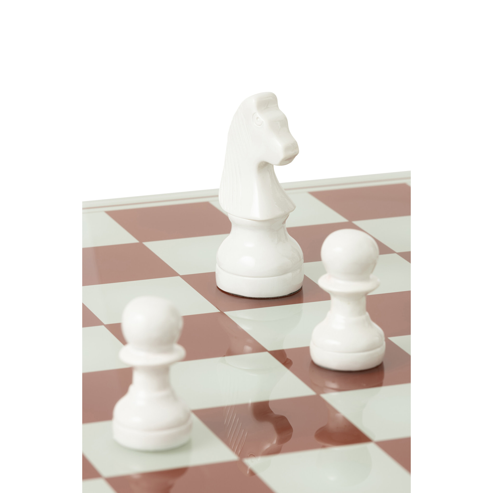 J-Line décoration plateau jeu d’échecs - polyrésine - blanc/rouge