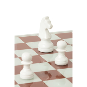 J-Line décoration plateau jeu d’échecs - polyrésine - blanc/rouge