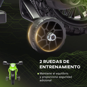 Moto Eléctrica para Niños de +3 Años Moto de Batería 12V para Niños con Ruedas de Entrenamiento Acelerador en Puño y Bocina Carga 30 kg Verde