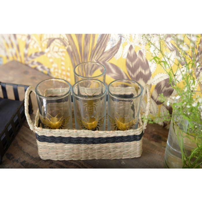 Verres abeille avec panier - lot de 6