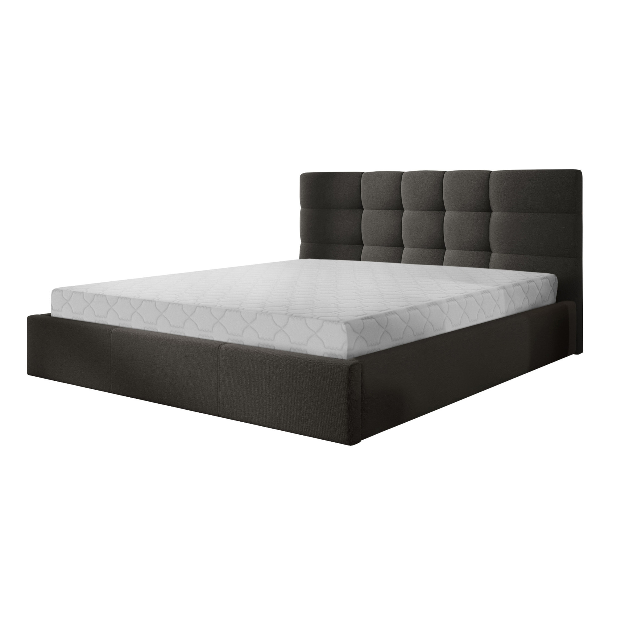 Mael - lit coffre - 180x200 - en tissu - sommier inclus - Gris Anthracite