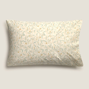 Funda de almohada algodón percal 180 hilos hojas Senolio color verde 100% Algodón percal