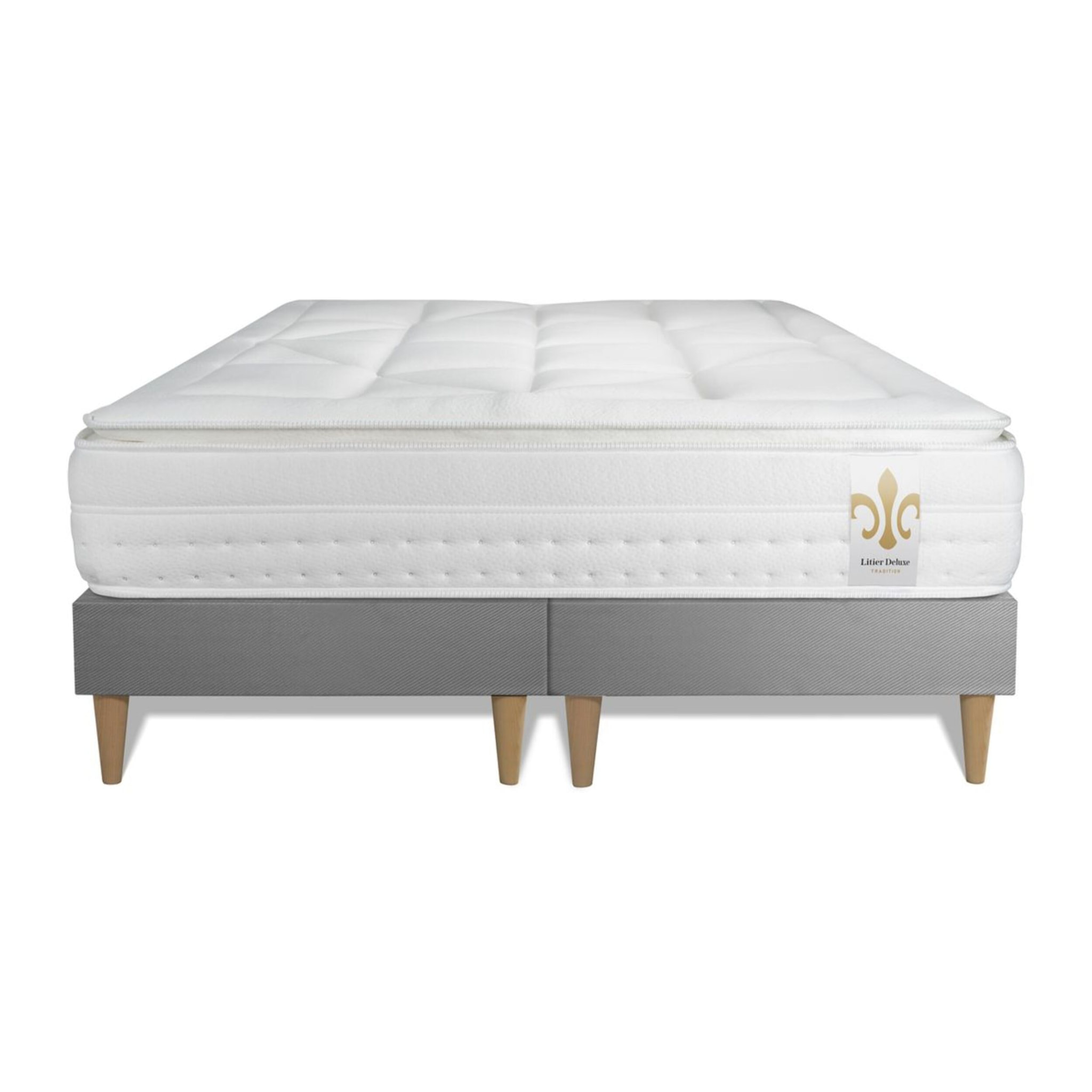 Ensemble Matelas Vingt-Huit PLUS - 28cm - Ressorts ensachés et mémoire de forme - Technologie hôtelière - Sommier Tapissier Gris